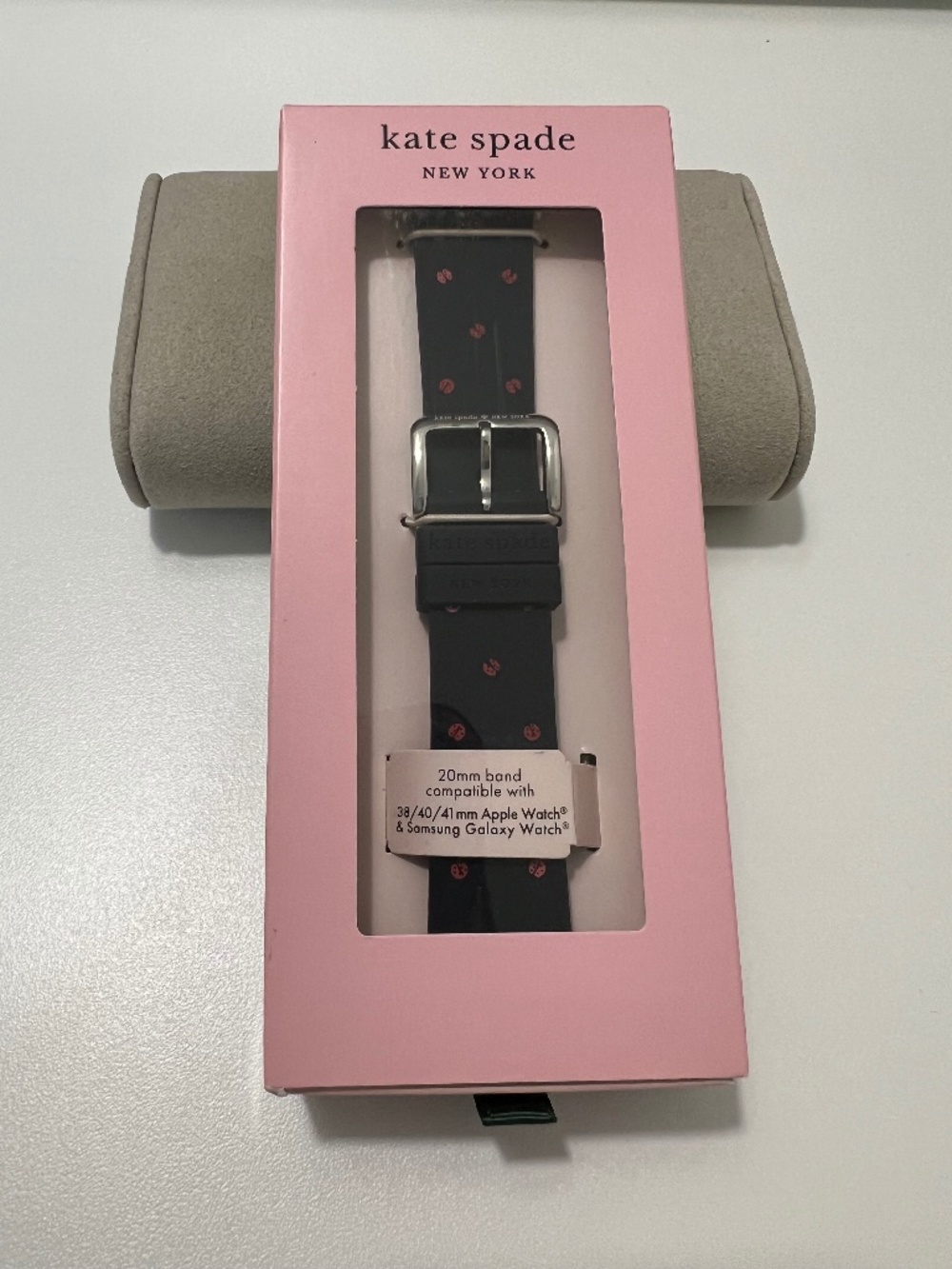 kate spade Black Silicone Watch Band with ladybug Motif
